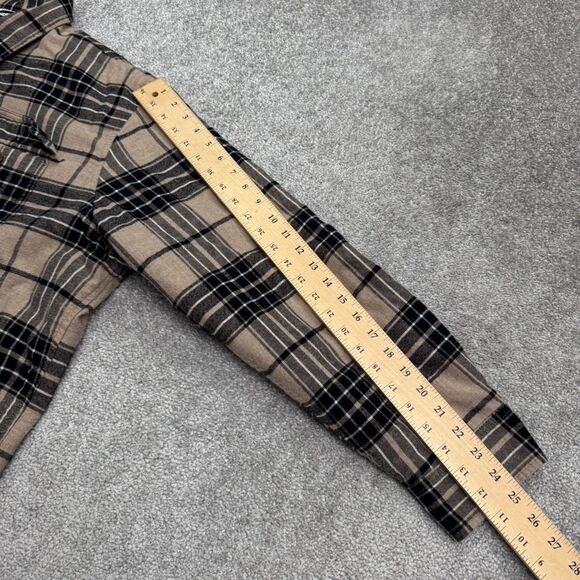 Lands' End Sherpa Lined Flannel Shirt Jacket Shaket Mens XL Brown Plaid Outdoor - Picture 13 of 14